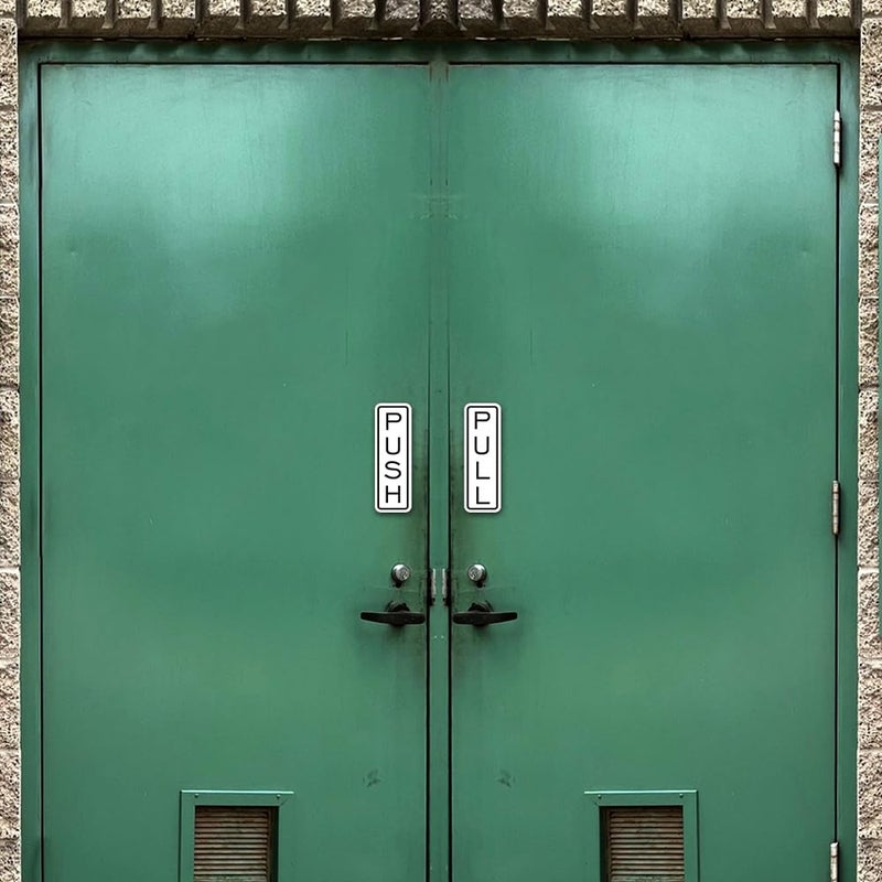 All Quality Classic Vertical Push Pull Door Signs - Great for Glass Doors | Professional Looking Signs | Easy Installation Includes Double-Sided Foam Adhesive Tape (Red) - Medium (1 Pack) - Image 5